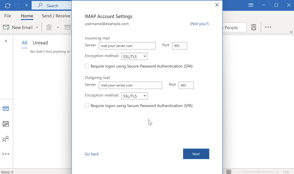 IMAP Account Settings for Incoming and Outgoing Mail Servers